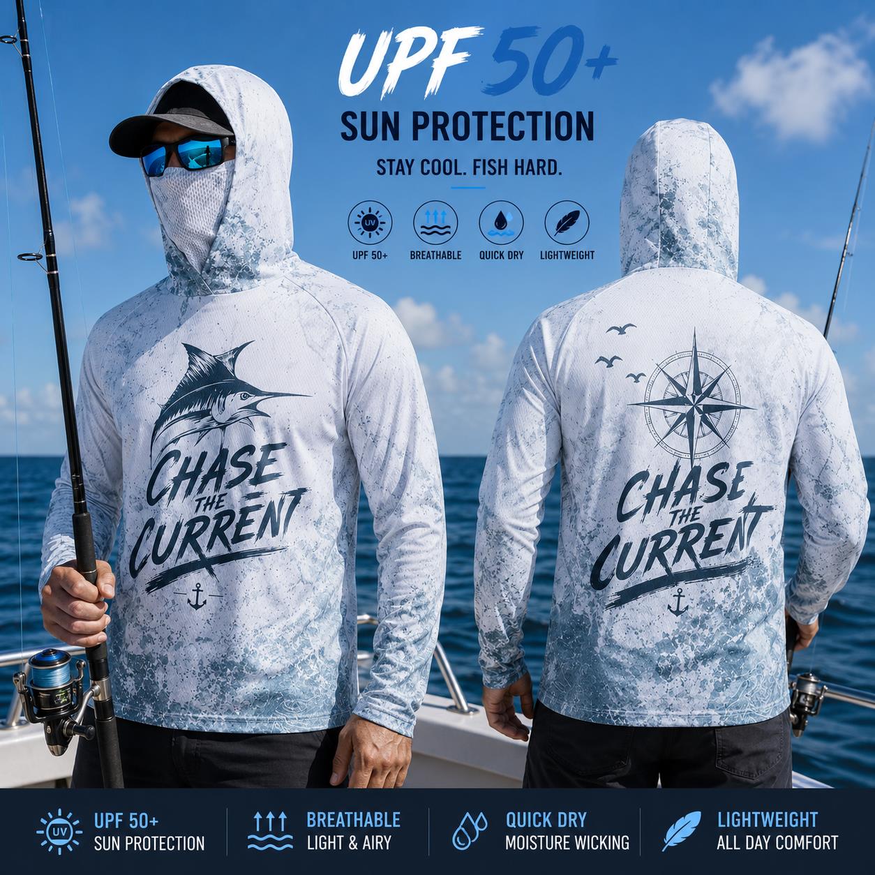 Fishing Mask Sun Protection - Fishing Hoodie Shirt Men Long Sleeve