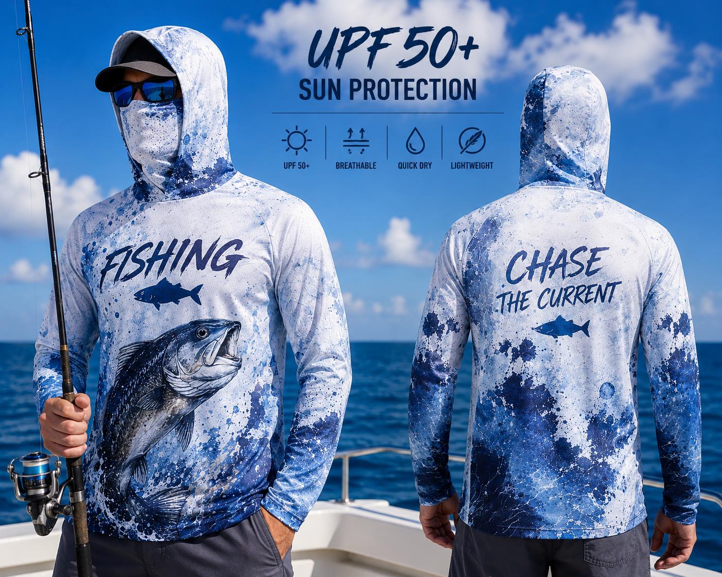 Fishing Hoodie Shirt Men Long  - Fishing Mask Sun Protection review and price