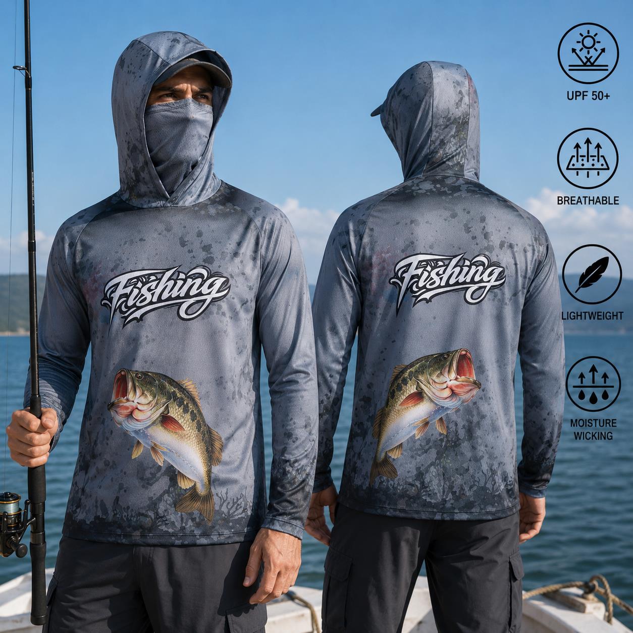 Fishing Shirt Hooded Men Fishi - Fishing Mask Sun Protection review and price